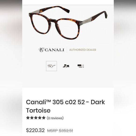 Canali co305 c02 52 21 142mm Tortoise Shell Glasses frame Only New - Picture 5 of 12